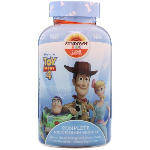Sundown Naturals Kids, 컴플리트 종합비타민 구미젤리, 토이 스토리 4, 천연 포도, 오렌지 & 체리 맛, 구미젤리 180개