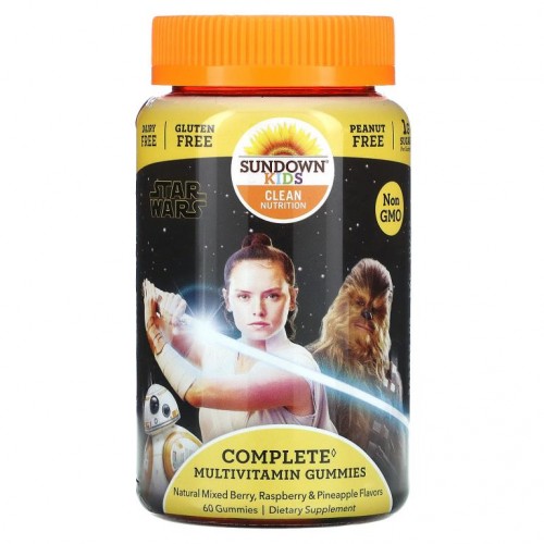 Sundown Naturals Kids, Complete Multivitamin Gummies, Disney Star Wars, Natural Mixed Berry, Raspberry & Pineapple Flavors, 60 Gummies