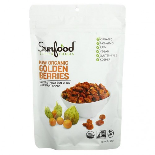 Sunfood, 무가공 유기농 골든 베리, 227g(8oz)