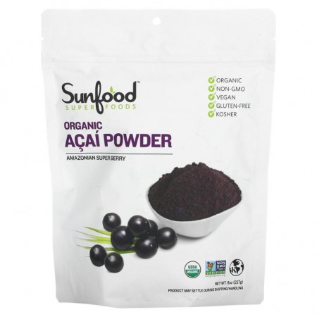Sunfood, 유기농 아사이 분말, 227g(8oz)