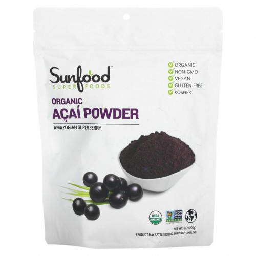 Sunfood, 유기농 아사이 분말, 227g(8oz)