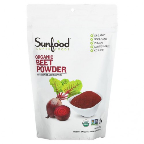 Sunfood, 유기농 비트 분말, 227g(8oz)
