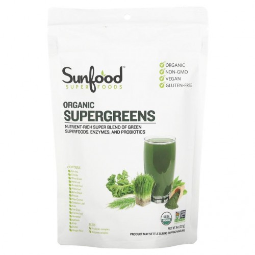 Sunfood, 유기농 슈퍼그린, 227g(8oz)