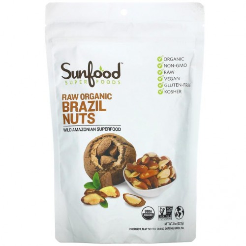 Sunfood, 무가공 유기농 브라질넛, 227g(8oz)