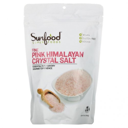 Sunfood, 고운 히말라야 소금 결정, 454g(1lb)