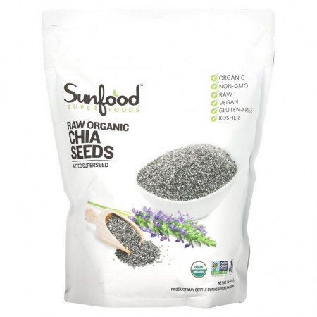 Sunfood, 무가공 유기농 치아씨, 454g(1lb)