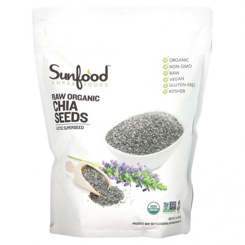 Sunfood, 무가공 유기농 치아씨, 454g(1lb)