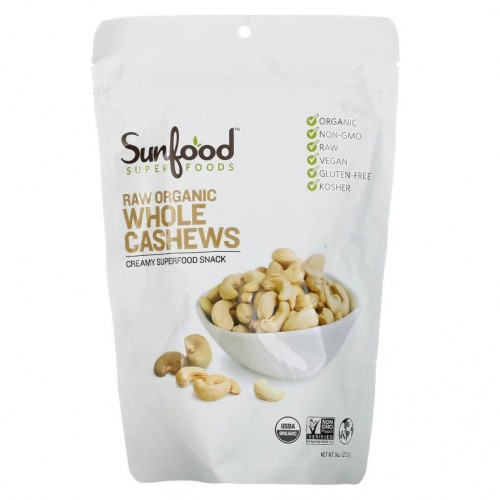 Sunfood, 크리미 홀 캐슈, 8 온스 (227 g)