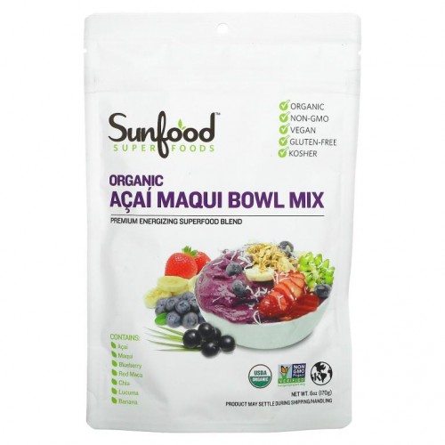 Sunfood, 슈퍼 푸드, 유기농 아사이 마퀴 볼 믹스, 170g(6oz)