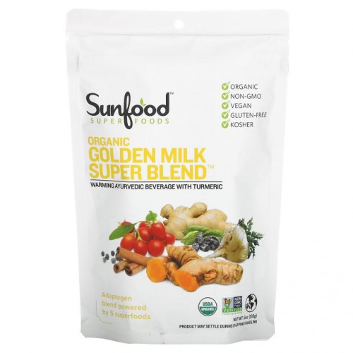 Sunfood, 유기농 골든 밀크 슈퍼 블렌드 가루, 168g(6oz)