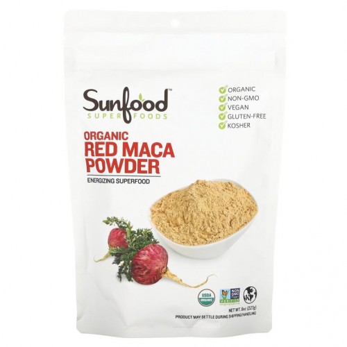 Sunfood, 무가공 유기농 레드 마카 분말, 227g(8oz)