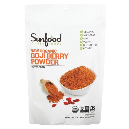 Sunfood, 천연 유기농 구기자 열매 분말, 227g(8oz)