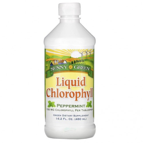 Sunny Green, 액상 엽록소, 페퍼민트, 100mg, 480ml(16.2fl oz)