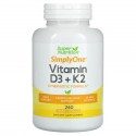 Super Nutrition, 비타민D3 및 K2, 베지 캡슐 240정