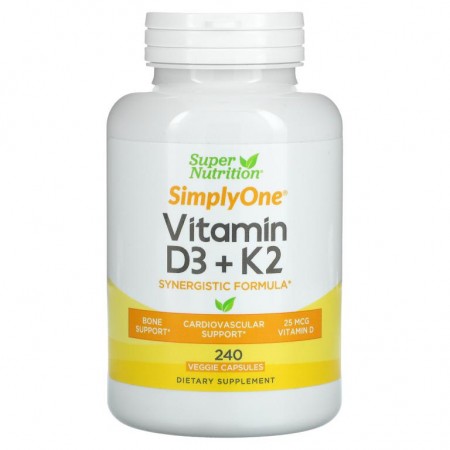 Super Nutrition, 비타민D3 및 K2, 베지 캡슐 240정