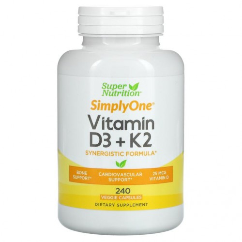 Super Nutrition, 비타민D3 및 K2, 베지 캡슐 240정