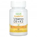Super Nutrition, 비타민D3 + K2, 베지 캡슐 60정