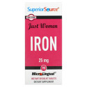 Superior Source, 저스트 우먼, 철분, 25mg, Microlingual 빠른 용해 정제 90정