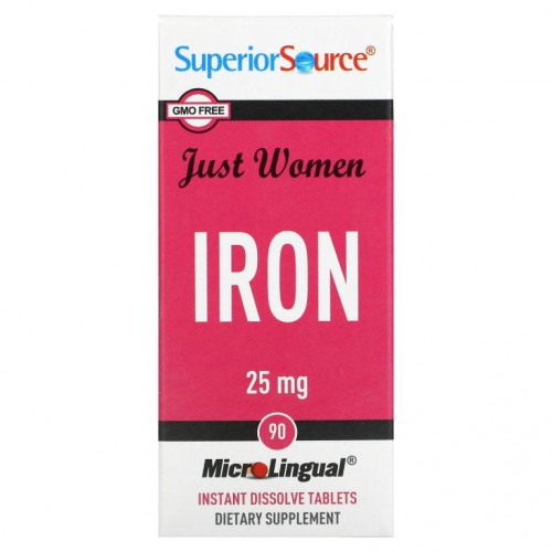 Superior Source, 저스트 우먼, 철분, 25mg, Microlingual 빠른 용해 정제 90정