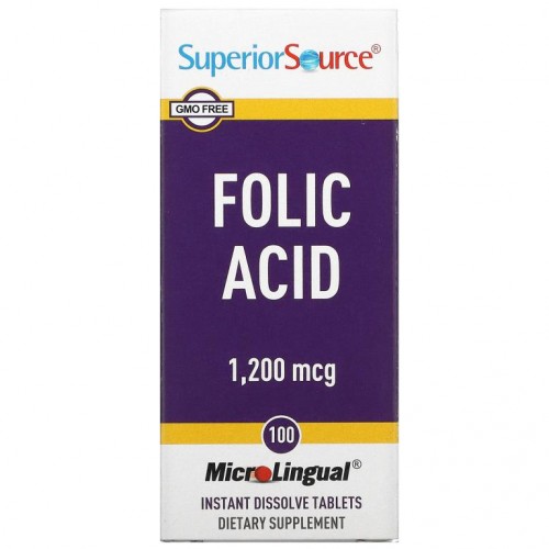 Superior Source, 엽산, 1,200mcg, 즉시 용해되는 MicroLingual 100정