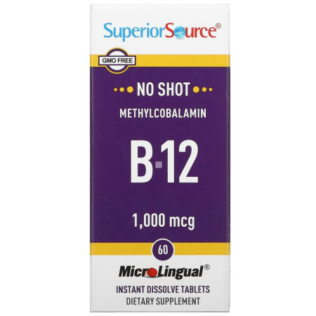Superior Source, 메틸코발라민 B-12, 1,000mcg, MicroLingual 빠른 용해 정제 60정