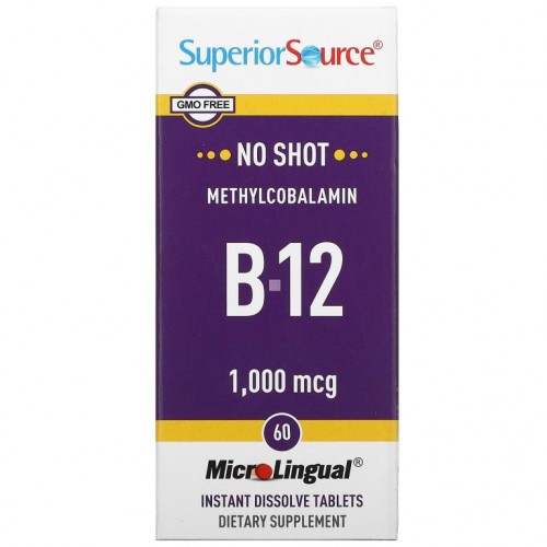 Superior Source, 메틸코발라민 B-12, 1,000mcg, MicroLingual 빠른 용해 정제 60정