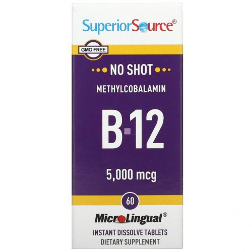 Superior Source, 메틸코발라민 B-12, 5,000mcg, 즉시 용해되는 MicroLingual 정제 60정