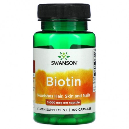 Swanson, Biotin, 5,000 mcg, 100 Capsules