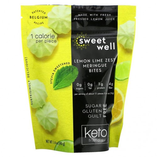 Sweetwell, 케토 바이츠, 레몬 라임 제스트 머랭, 40g(1.4oz)