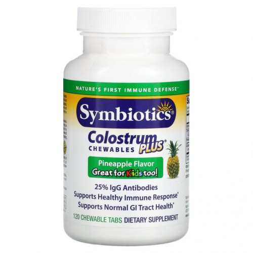 Symbiotics, 콜로스트럼 플러스 파인애플 츄어블, 120 츄어블 탭