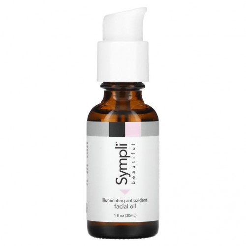 Sympli Beautiful, 일루미네이팅 항산화 페이셜 오일, 아르간, 마룰라, 로즈힙 및 오렌지 오일 함유, 30ml(1fl oz)