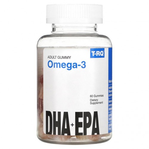 T-RQ, 성인용 구미젤리 오메가3, DHA + EPA, 레몬, 오렌지, 딸기, 구미젤리 60개