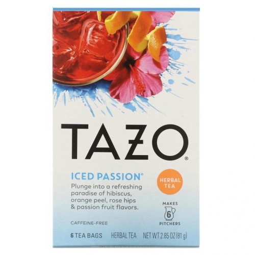 Tazo Teas, 허브티, Iced Passion, 카페인 무함유, 티백 6개, 81g(2.85oz)