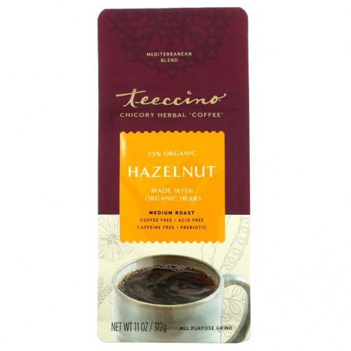 Teeccino, 치커리 허브 커피, 미디움 로스트, 무 카페인, 헤이즐넛, 11 온스 (312 g)