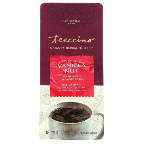 Teeccino, 치커리 허브 커피, 미디움 로스트, 무 카페인, 바닐라 너트, 11oz(312g)