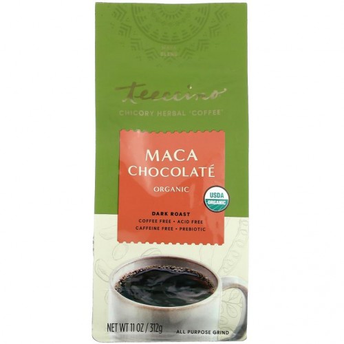 Teeccino, 유기농 치커리 허브 커피, 마카 초콜릿, 다크 로스트, 카페인 무함유, 312g(11oz)