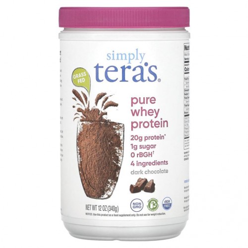 Tera's Whey, 목초 사육, Simply Pure 유청 단백질, 공정 무역 다크 초콜릿 코코아, 340g(12oz)