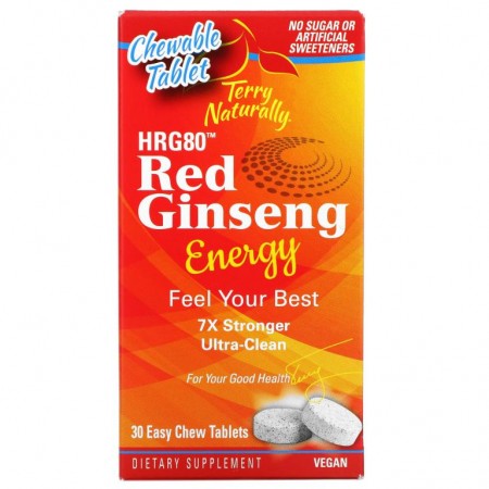 Terry Naturally, HR80 Red Ginseng Energy, 30 Easy Chew Tablets