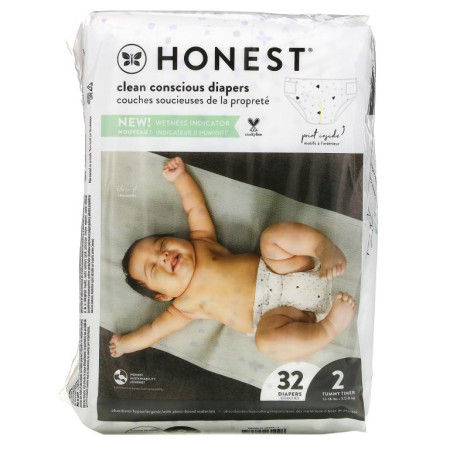 The Honest Company, Honest 기저귀, 사이즈 2, 12~18lbs, 32개입