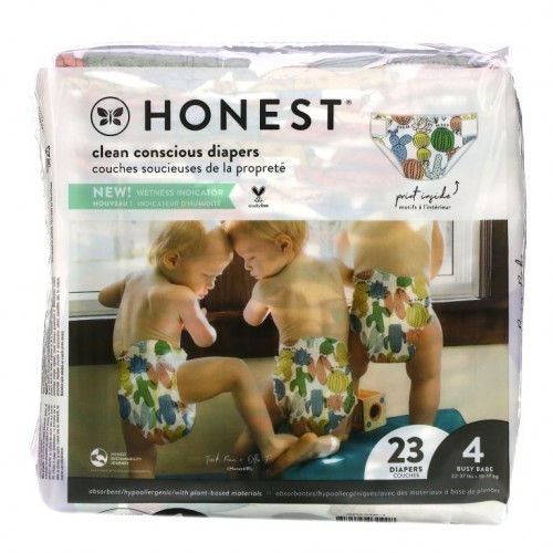 The Honest Company, Honest 기저귀, 사이즈 4, 22~37파운드, 캑터스 큐티스, 23개입