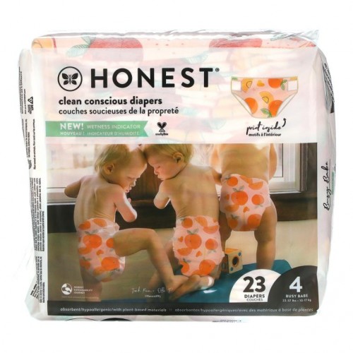 The Honest Company, Honest 기저귀, 사이즈 4, 22~37파운드, 저스트 피치, 23개입