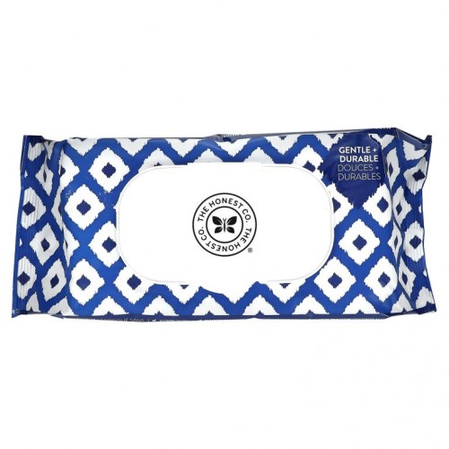 The Honest Company, Plant-Based Wipes, Blue Ikat, 72 Wipes
