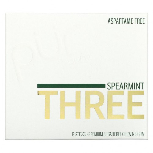 The PUR Company, Spearmint Three, Sugar Free Gum, 12 Sticks