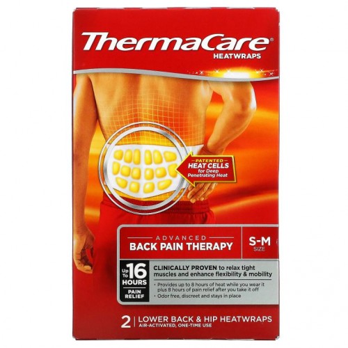 ThermaCare, Advanced Back Pain Therapy, S-M, 2 Lower Back & Hip Heatwraps