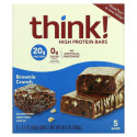 Think !, 하이 프로틴바, 브라우니 크런치, 바 5개, 각 60g(2.1oz)