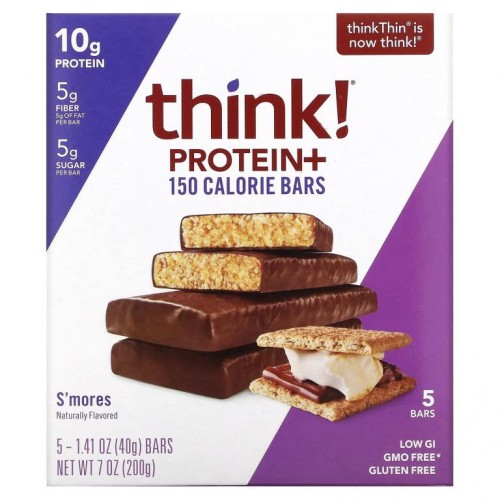 Think !, 프로틴+ 150칼로리 바, Smore's, 바 5개, 각 40g(1.41oz)