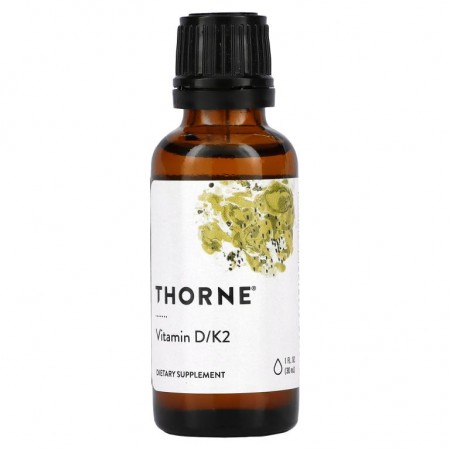 Thorne Research, 비타민D/K2, 25mcg(1,000IU), 30ml(1fl oz)