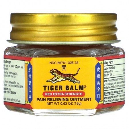 Tiger Balm, 통증 완화용 연고, 아주 강력한 효능, 0.63 온스 (18 그램)
