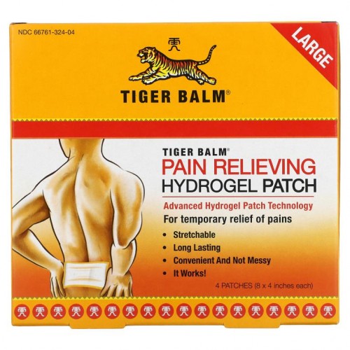 Tiger Balm, 통증 완화 패치, 라지, 패치 4개입(각 8 x 4인치)