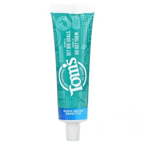 Tom's of Maine, Rapid Relief Sensitive Toothpaste For Sensitive Teeth, Fluoride-Free, Fresh Mint, 4 oz (113 g)